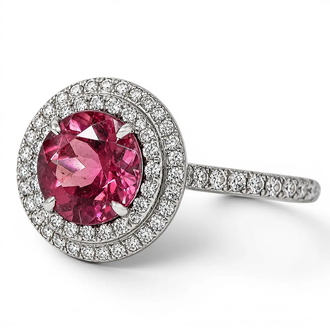 Tiffany & Co. "Soleste" Platinum Pink Tourmaline & Diamond Ring